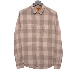 Stapleford Flannel Shirt Mens Small Beige Gray Plaid Long Sleeve Workwear Casual